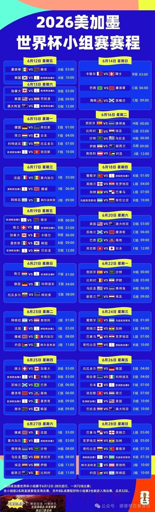 世界杯赛事直播全程追踪：完整赛程时间表一览